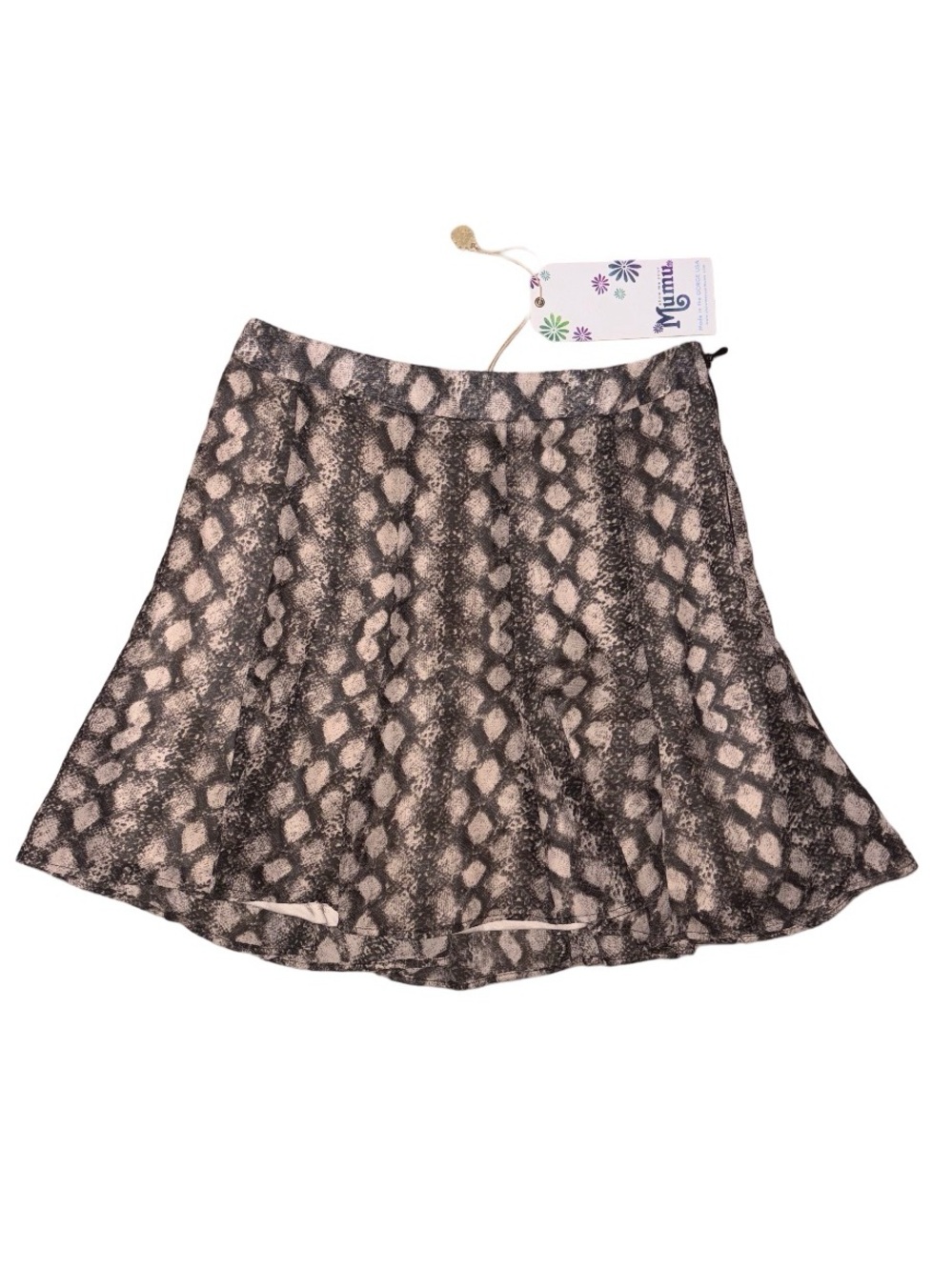 Show Me Your Mumu Snake Print Mini Skirt NWT Size Small Tan Gray Lined